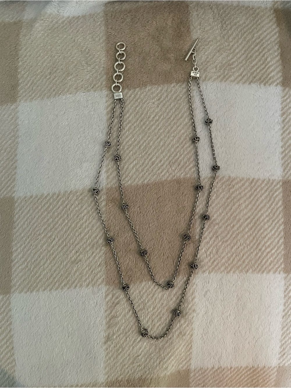 Vintage Lois Hill 925 Sterling Silver Double Layer Beaded Necklace